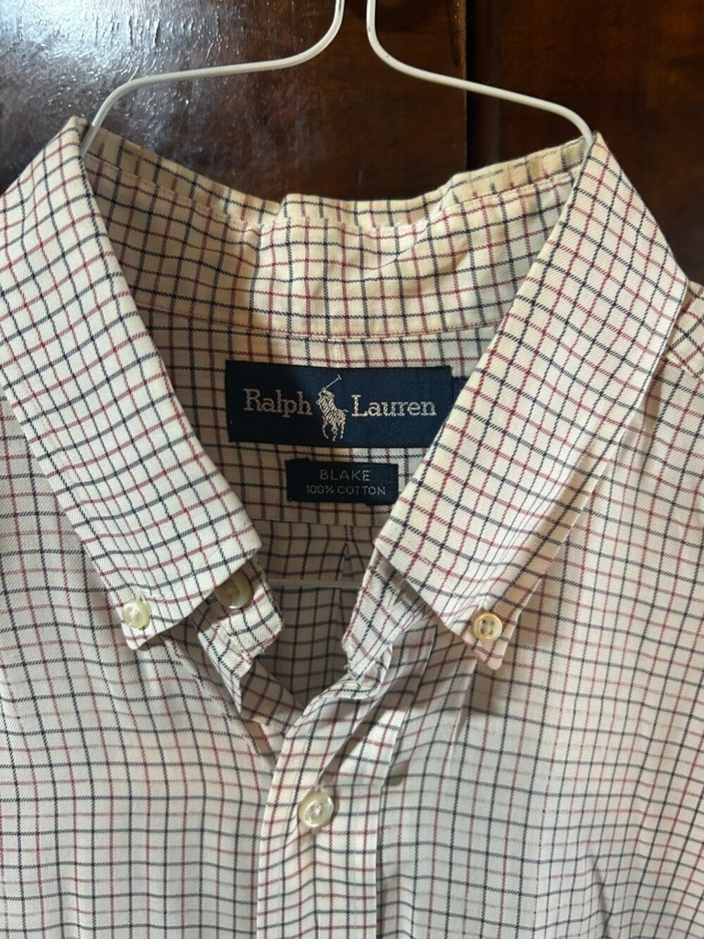 Ralph Lauren Blake Button Down Men's Long-sleeved Shirt 100% Cotton Size Large